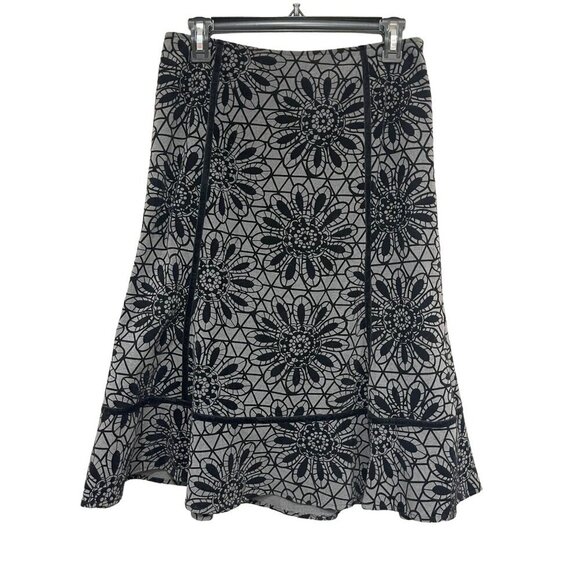 East 5th Velvet Burnout Floral design A-Line Skirt Ruffle Hem Gray/Black Size 6 - Picture 1 of 7